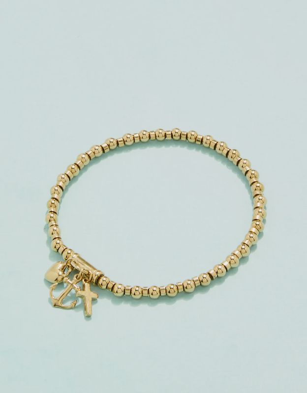 Faith Hope Love Stretch Bracelet Gold 4mm