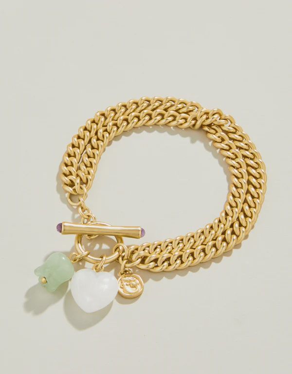 Moonstone Heart Toggle Bracelet Gold Moonstone Heart Toggle Bracelet Gold