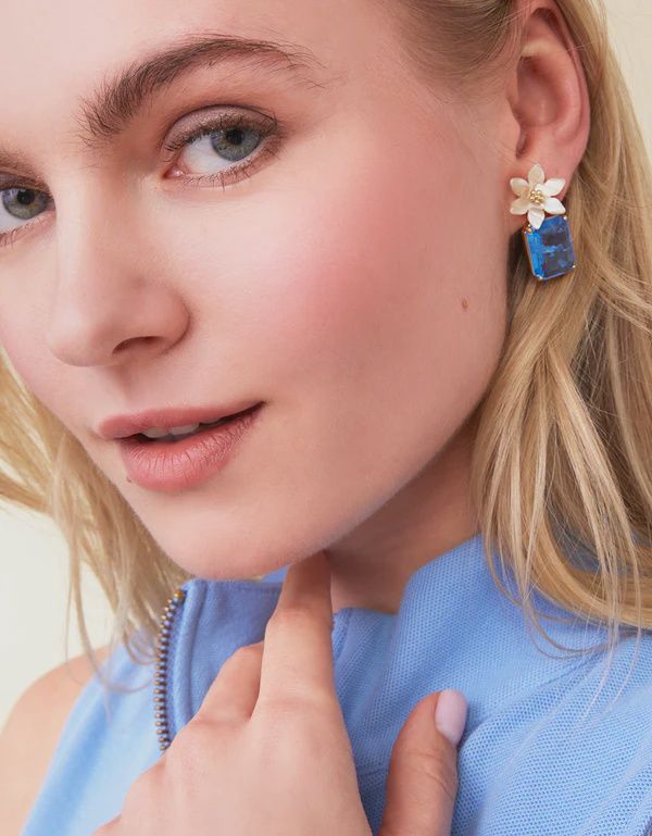 Blooming Gem Earrings Blue