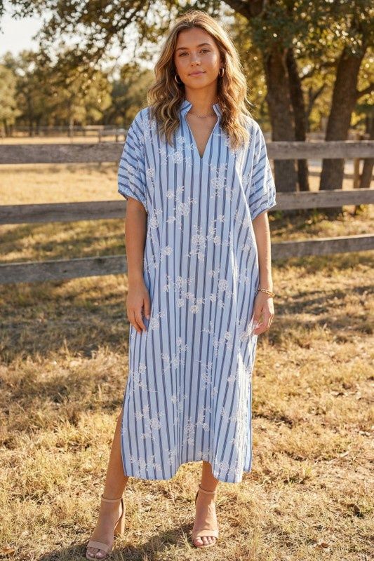 Bluebell Breeze Embroidered Maxi Dress