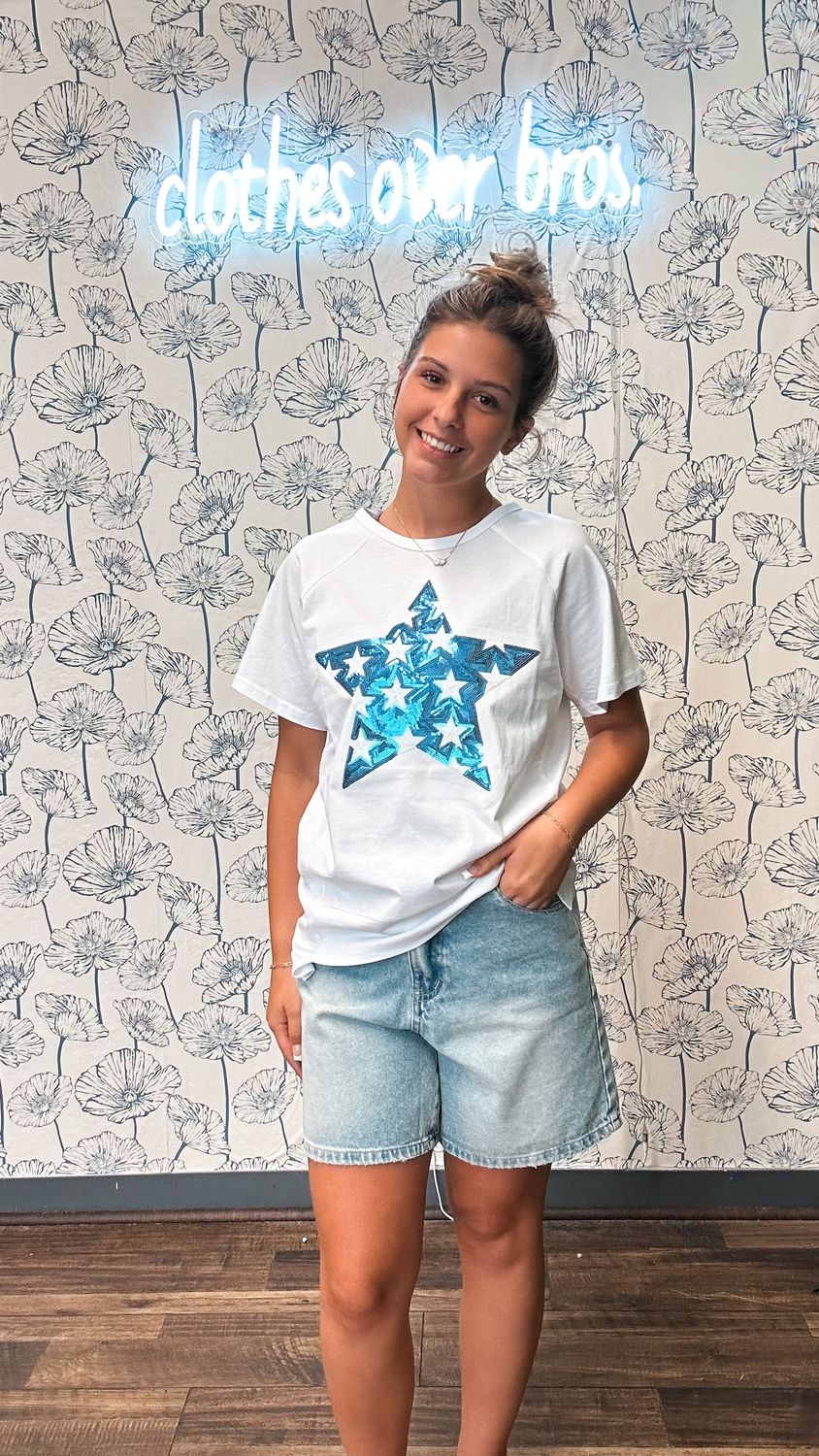 Lenice Relaxed Short Sleeve Top - Blue Star