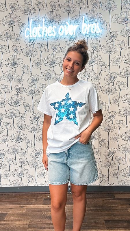Lenice Relaxed Short Sleeve Top - Blue Star