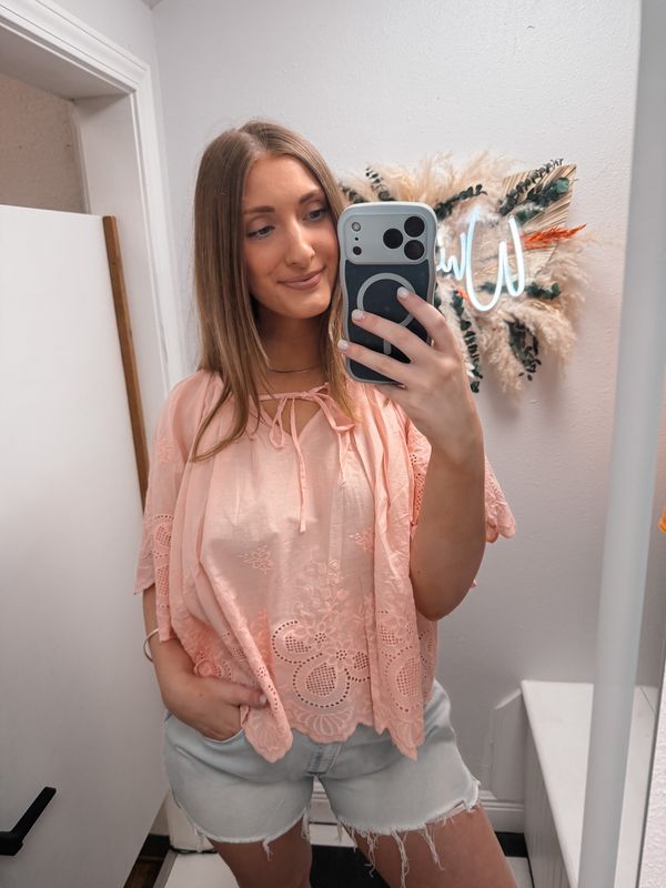 Blush Breeze Eyelet Top