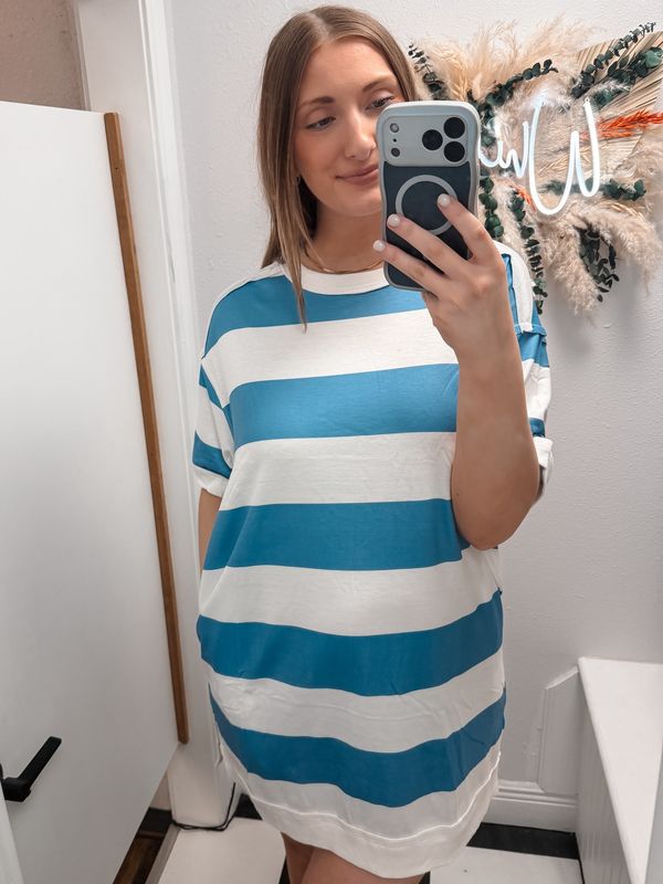 Coastal Breeze Striped T-Shirt Dress