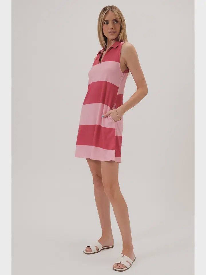 Rosy Fairway Stripe Dress, Size: Small