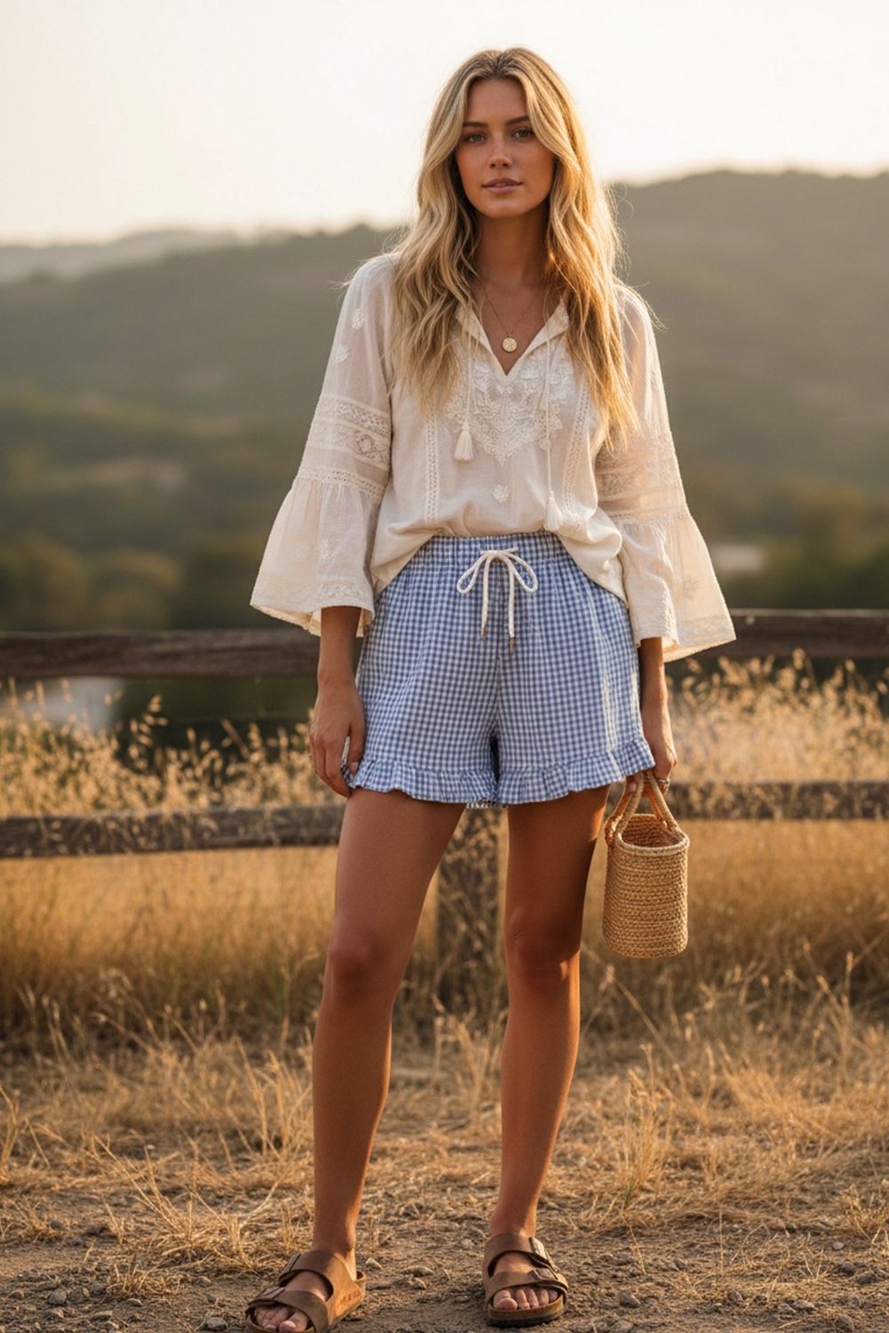 Bluebell Gingham Ruffle Shorts