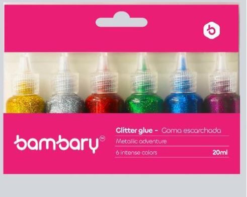 BAMBARY GLUE METALLIC COLOR GLITTER SET 20 ml x6 units
