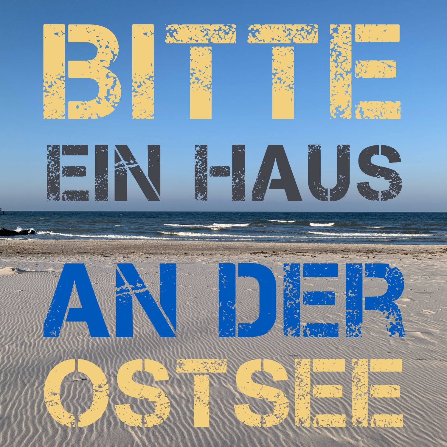 Foto-Druck auf Leinwand - Meer Ostsee - Schönberger Strand - mit Text