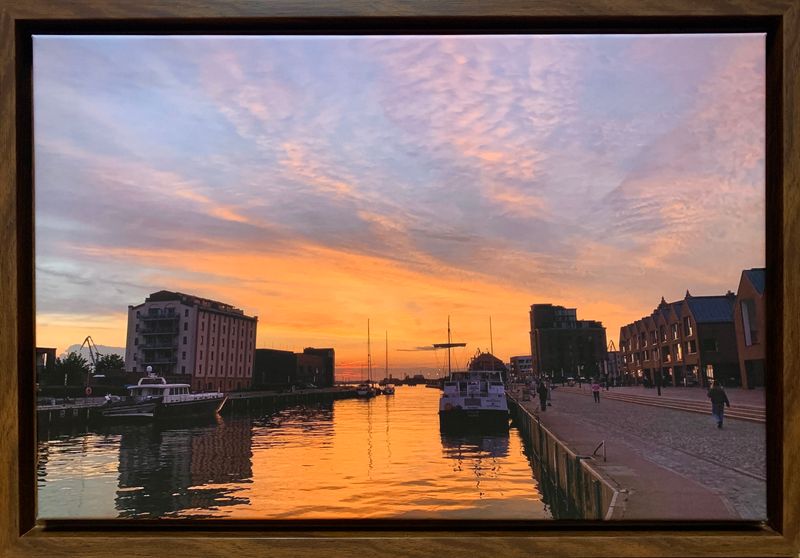 Foto-Druck auf Leinwand - Wismar - Alter Hafen - gerahmt