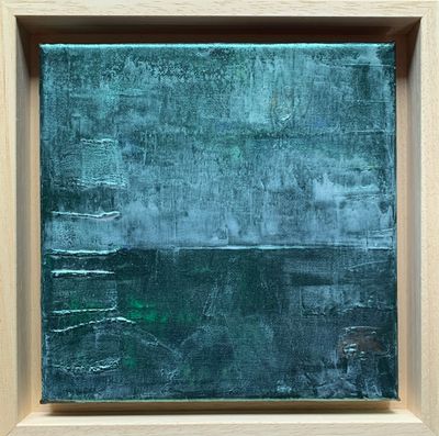 Original-Gemälde auf Leinwand - Kleine Meerlandschaft - Horizont perlgrün #2