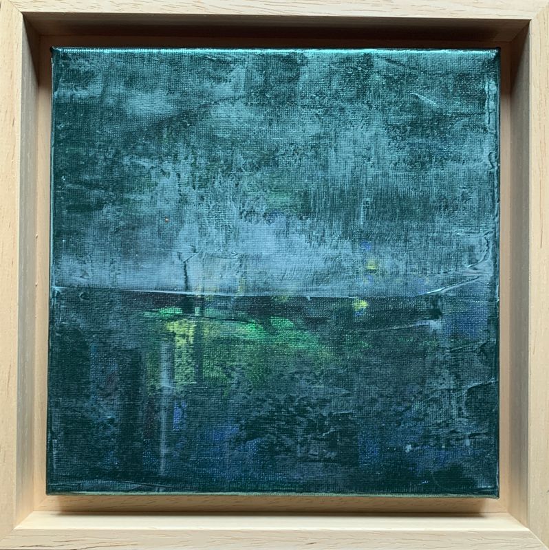 Original-Gemälde auf Leinwand - Kleine Meerlandschaft - Horizont perlgrün #3
