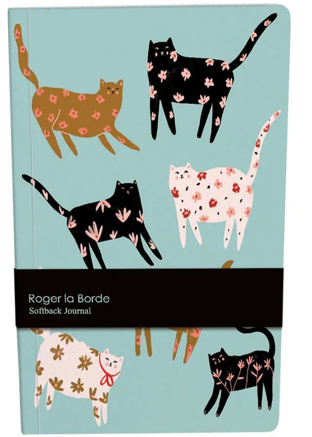 Roger La Borde Softback Journal A5, Prints: Cinnamon Blue cats