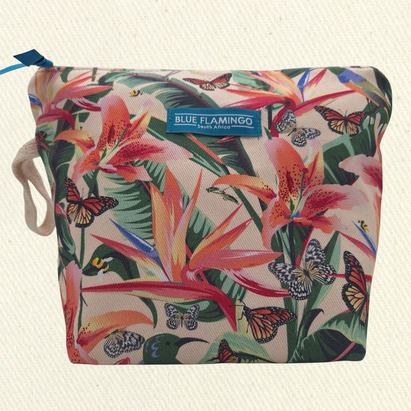 Blue Flamingo Looped Pouch