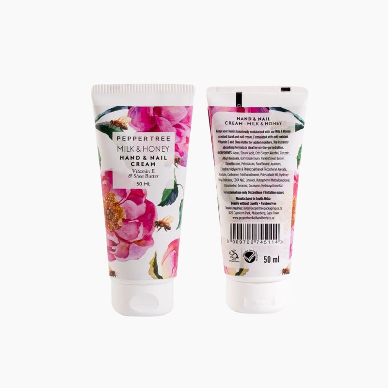 Pepper Tree Body Essentials Hand & Nail Cream 50ml Pepper Tree Body Essentials Hand & Nail Cream 50ml, Scent: Milk & Honey