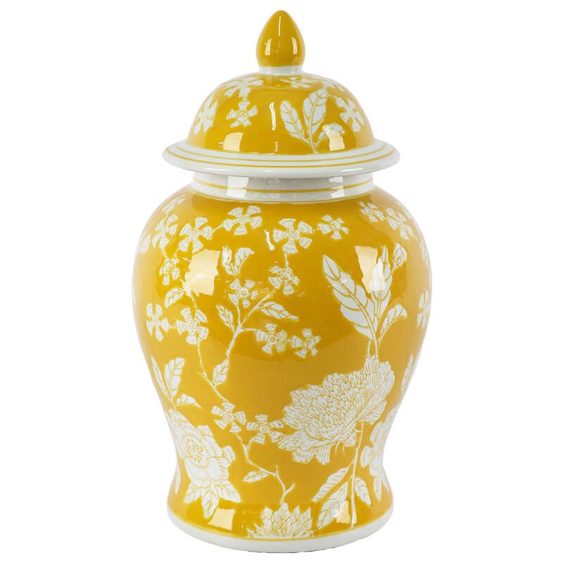 Yellow White Ginger Jar 36 x 22cm