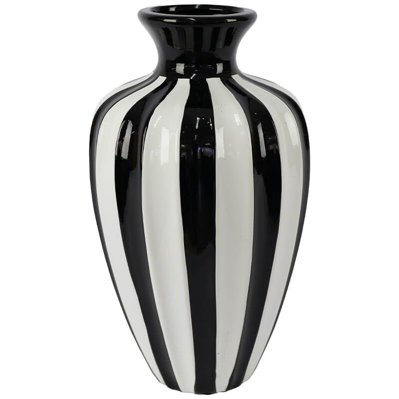Black & White Stripe Vase 35cm