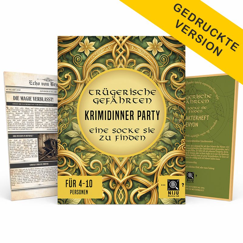 Fantasy Krimidinner Spiel für Zuhause - Trügerische Gefährten | Krimi Partyspiel für 4-10 Personen | gedruckte Version