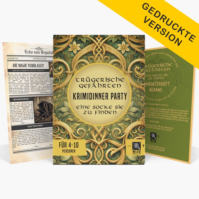 Fantasy Krimidinner Spiel für Zuhause - Trügerische Gefährten | Krimi Partyspiel für 4-10 Personen | gedruckte Version
