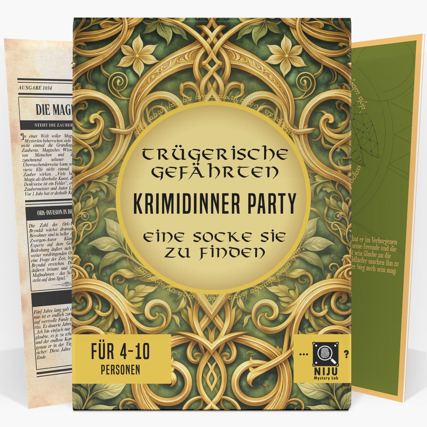 Fantasy Krimidinner Spiel für Zuhause - Trügerische Gefährten | Krimi Partyspiel für 4-10 Personen | gedruckte Version
