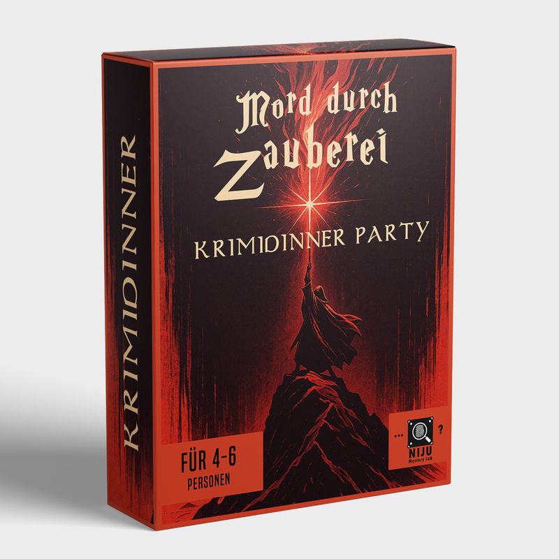 Magisches Krimidinner Spiel für Zuhause - Mord durch Zauberei | Krimi Partyspiel für 4-6 Personen | zum Herunterladen