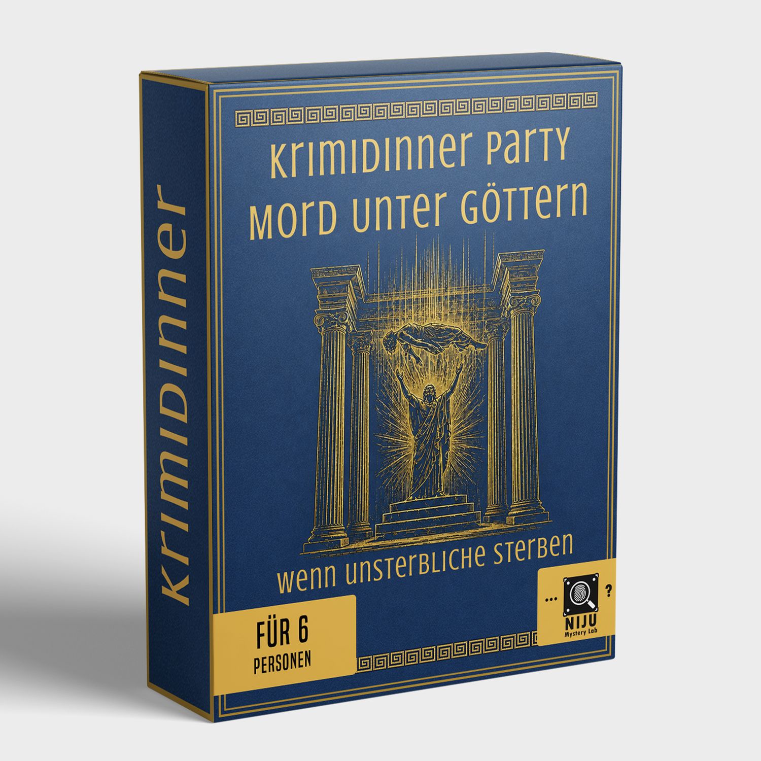 Göttliches Krimidinner Spiel für Zuhause - Mord unter Göttern - wenn Unsterbliche sterben | Krimi Partyspiel für 6 Personen | zum Herunterladen