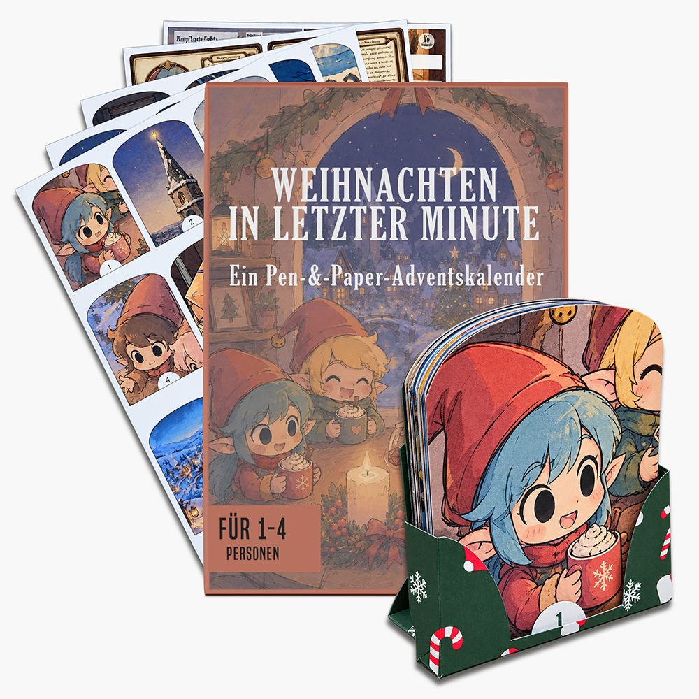 Pen &amp; Paper Adventskalender für 1–4 Personen | Weihnachten in letzter Minute​ | mit Rätseln, Würfelproben &amp; Kämpfen | Für Familien, Kinder, Dungeon and Dragons &amp; Rollenspiel-Fans