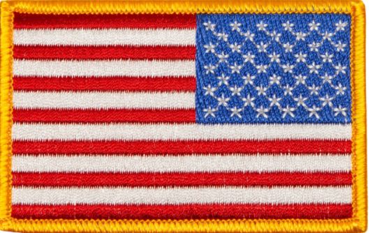 0022 American Flag Reverse Med Gold Border 3 1/2x2 1/4