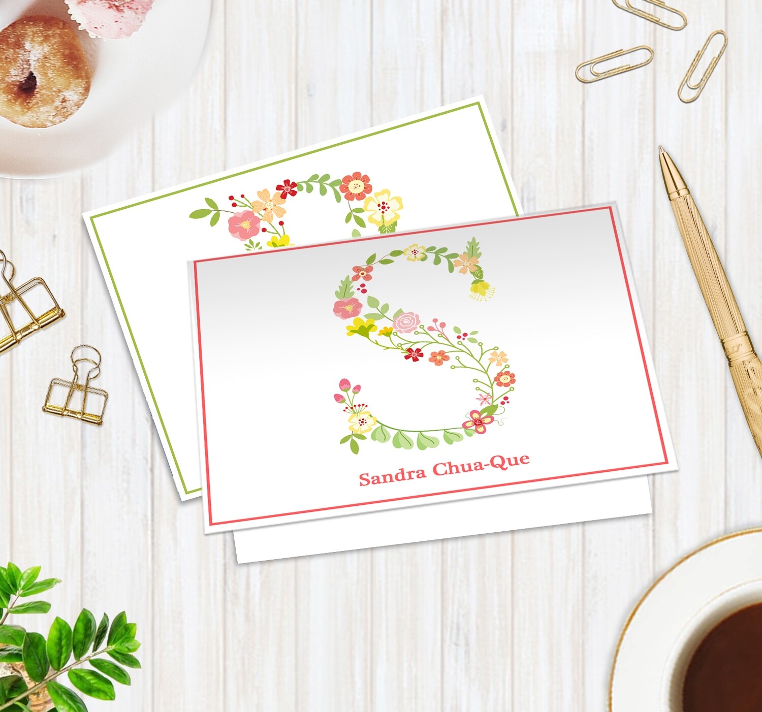 Floral Folded Note Card