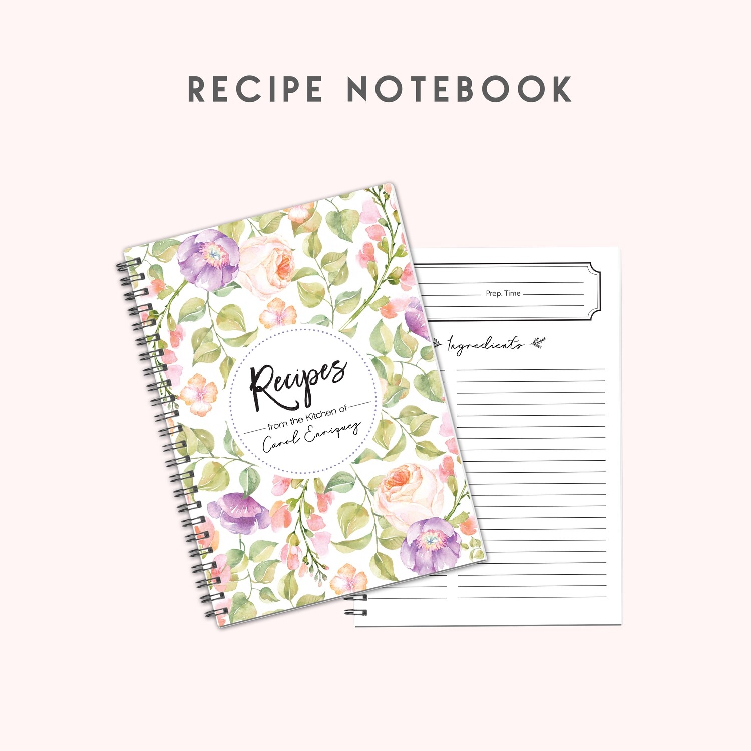 Recipe Journal Gift Set, Design: R1 (floral)