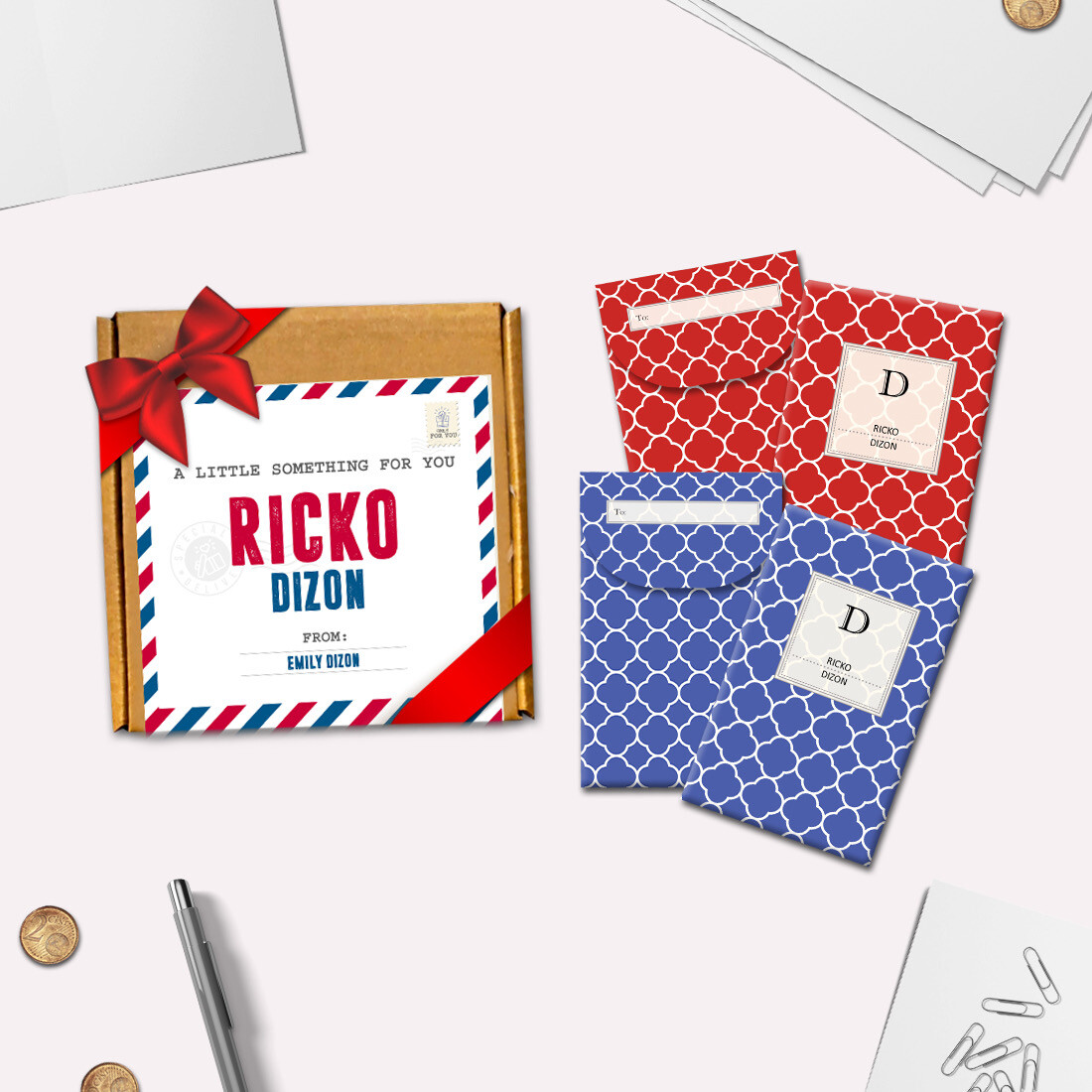 Personalized Small Money Envelope Gift Set