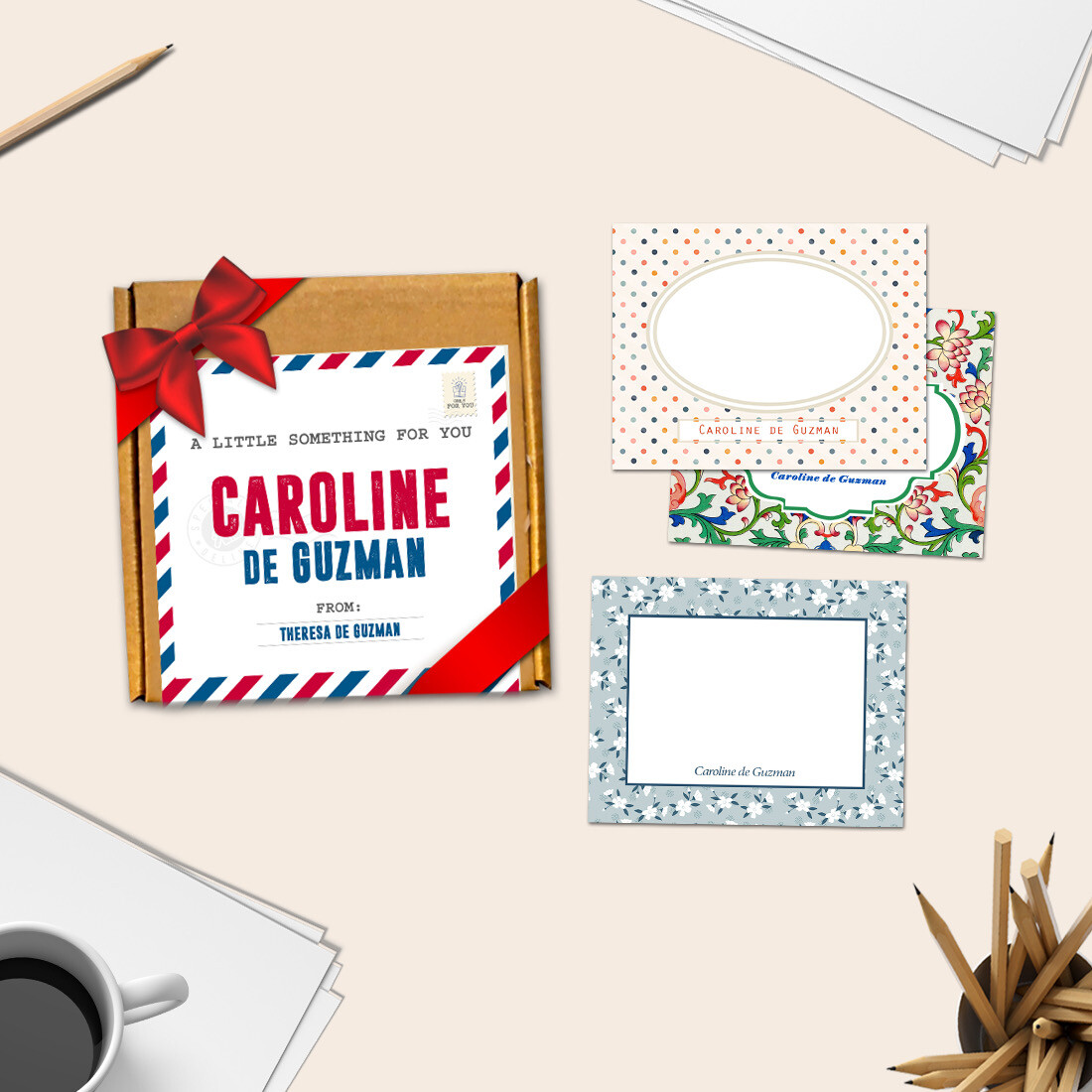 Patterned Flat Note Card Gift Set