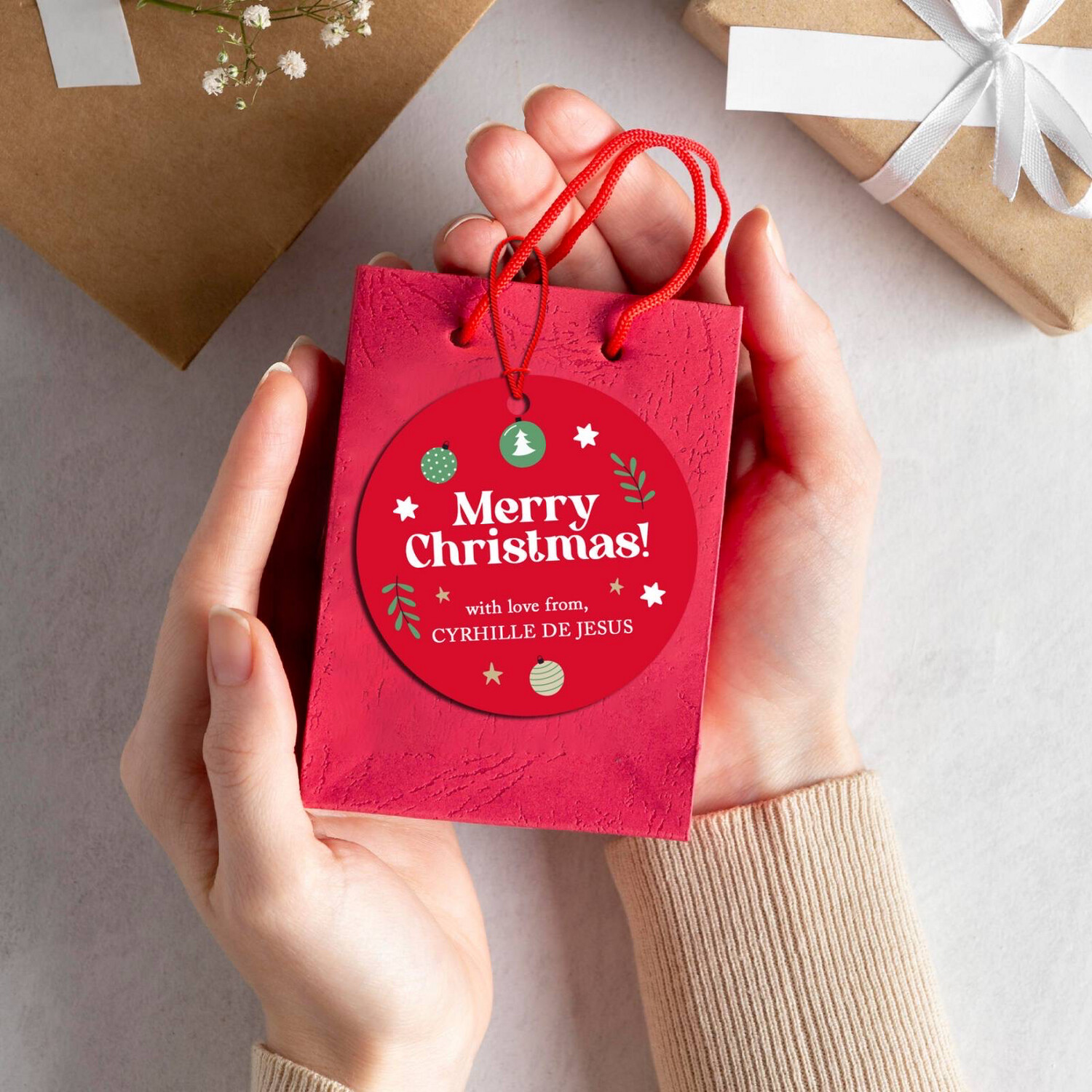 Round Christmas Tag