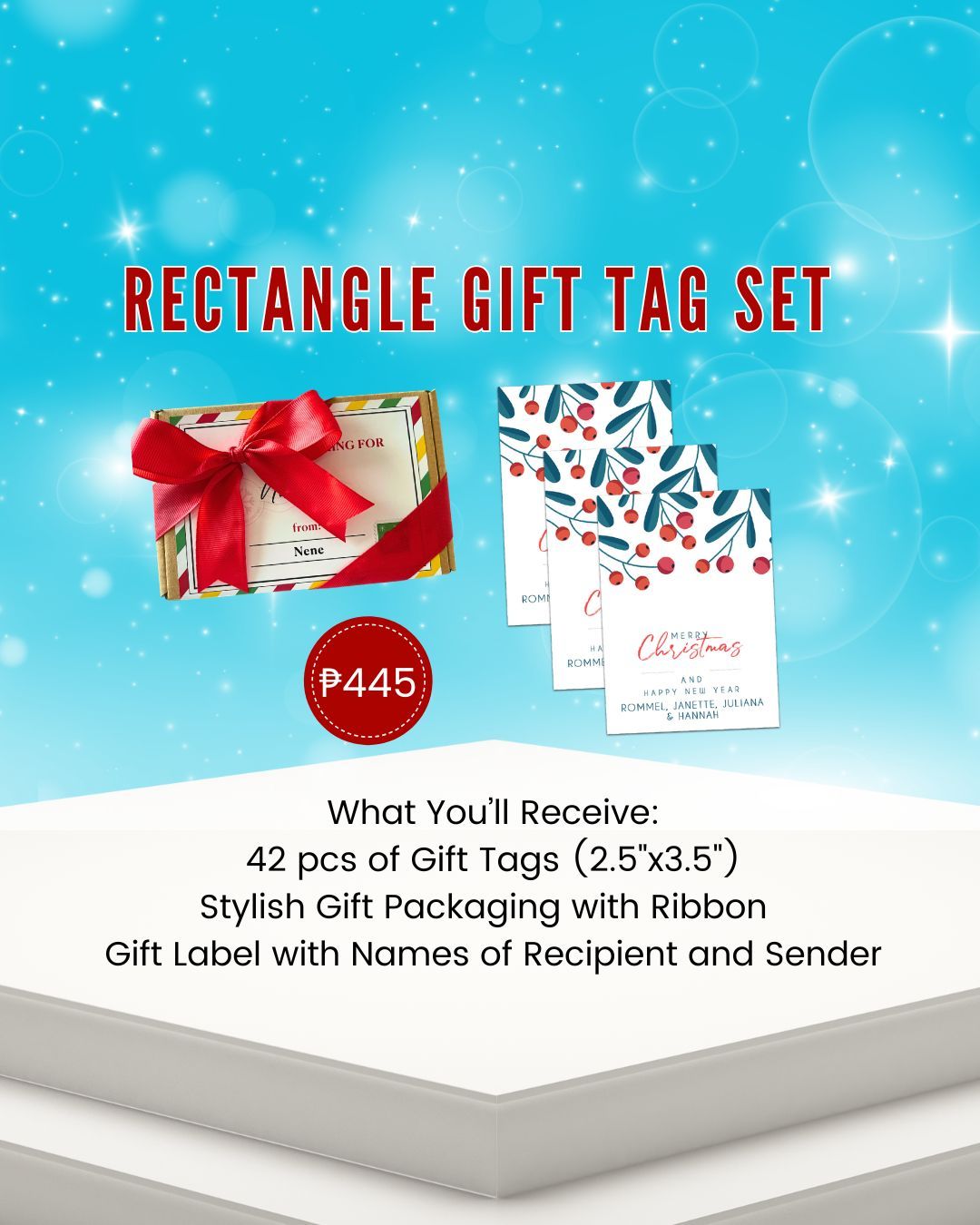 Rectangle Christmas Gift Tag Set  (2.5&quot;x3.5&quot;)