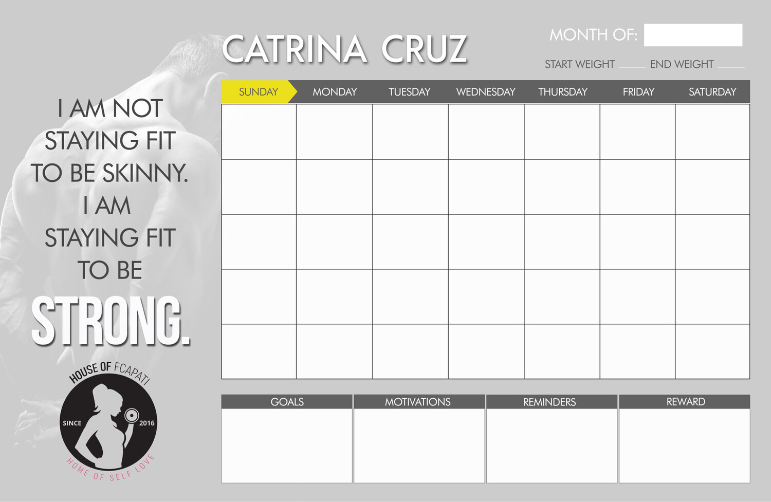 Fitness Calendar (Personalized)
