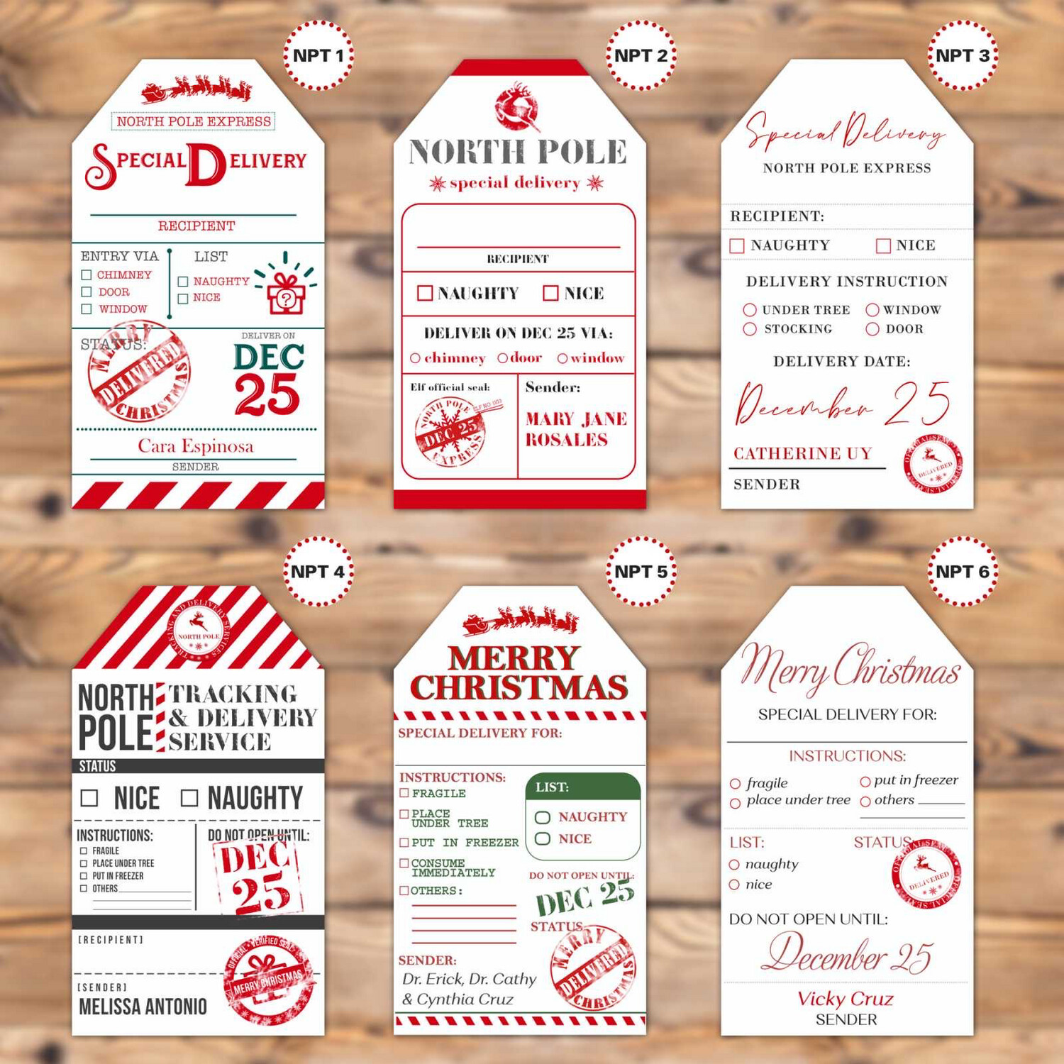 North Pole Gift Tags (2.25”X4”) - 6 Designs