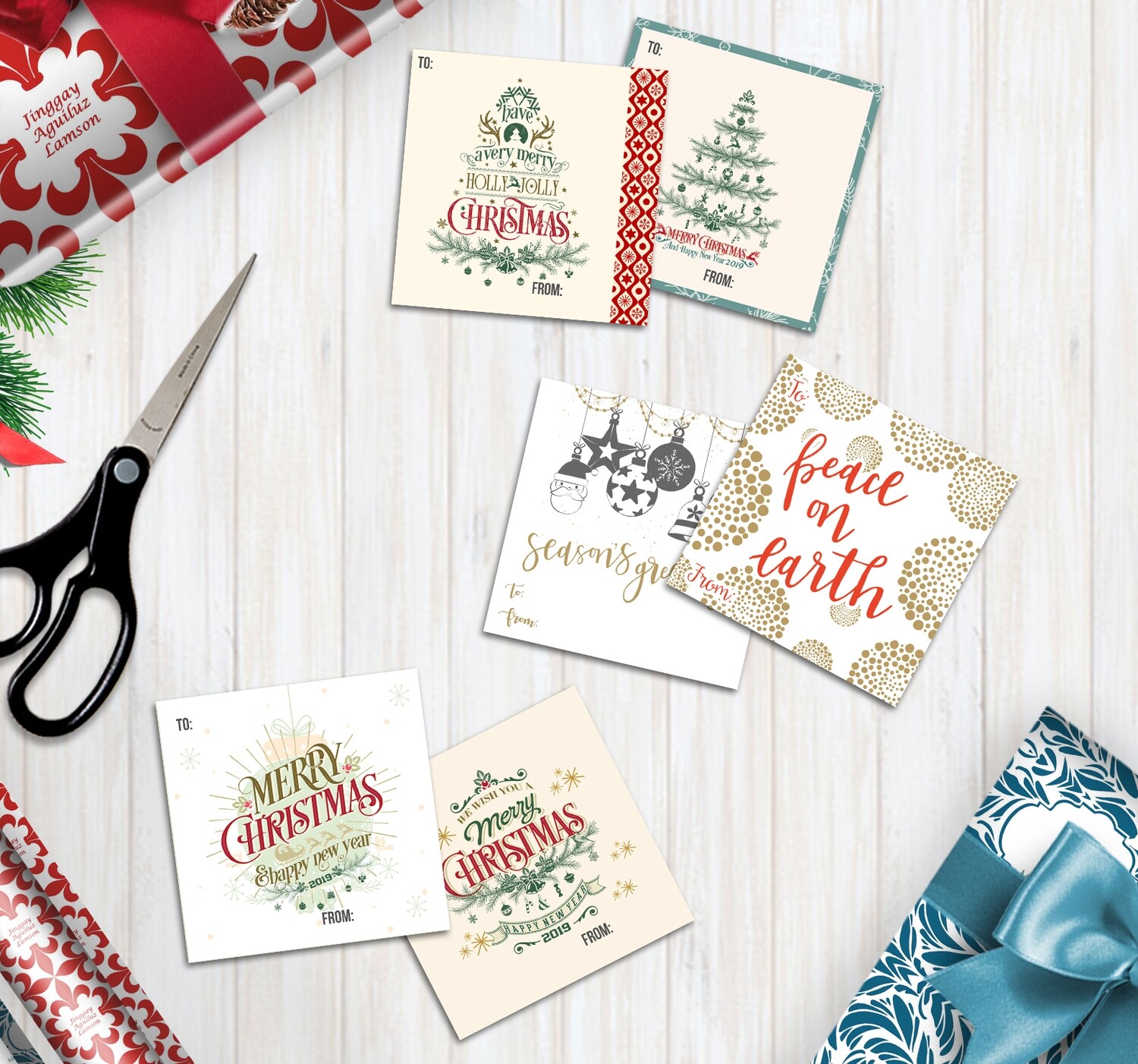 Christmas Gift Tags (3" x 3") - 224 Designs