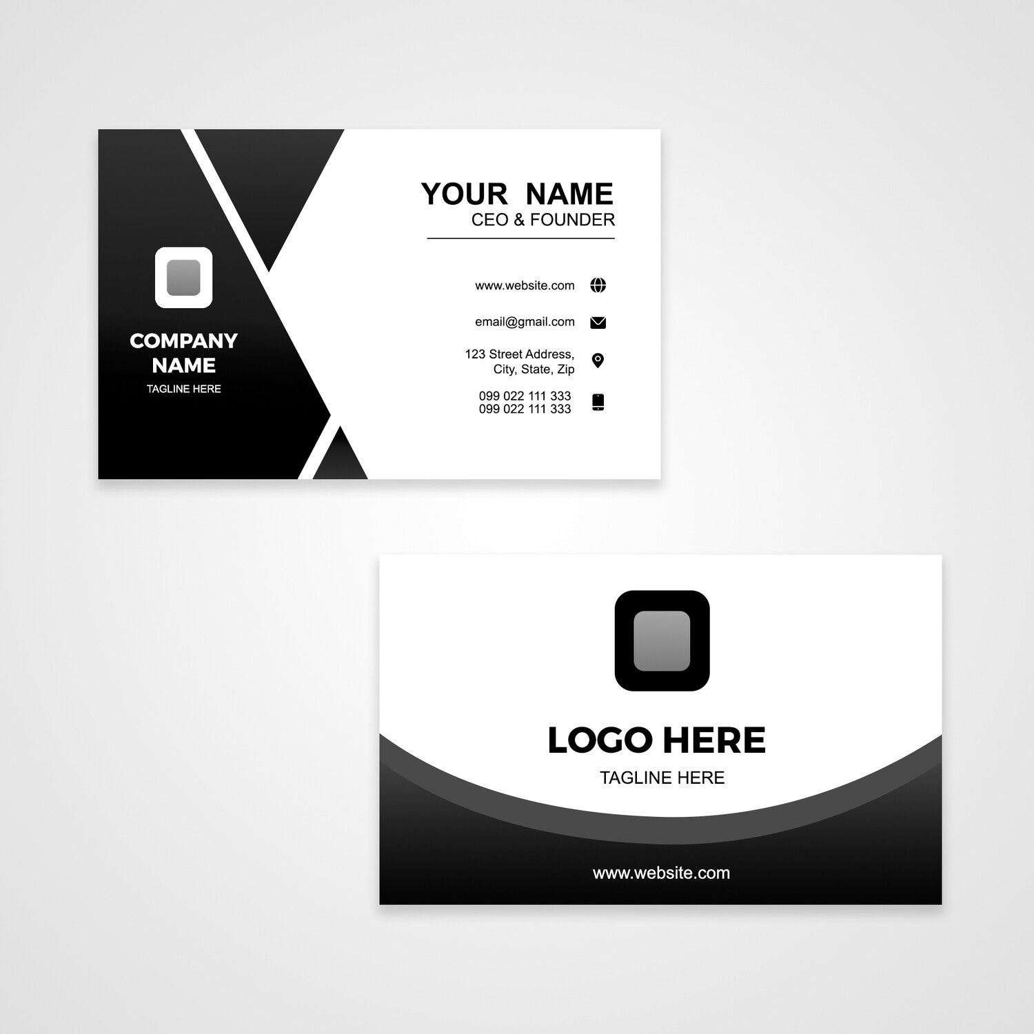 Rush Printing – Same Day Calling Cards (2-Sided, Black &amp; White)