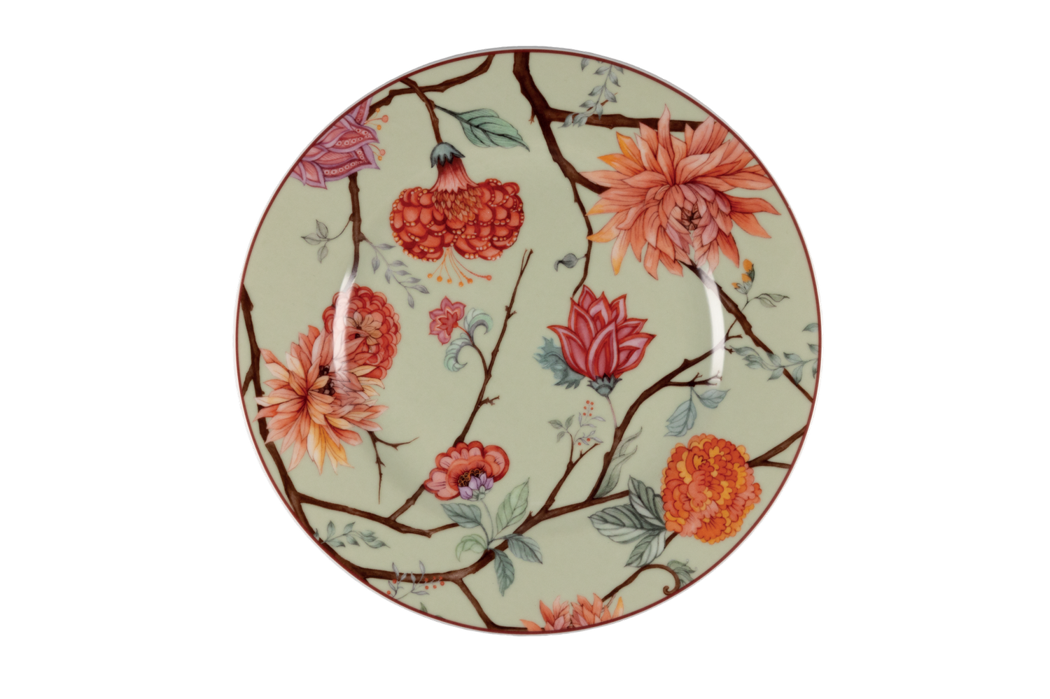 Jardin decorato fondo verde piattino pane 17 cm