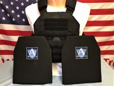 Two Rothco 3743 Laser Cut MOLLE Plate Carrier Vests with Four Kevlar® NIJ IIIA 10"x12" SAPI Cut Inserts (Double Bundle)