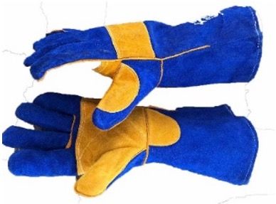PIONEER 8&quot; BLUE LINED DOUBLE PALM ELBOW LENGTH- KEVLAR STITCH