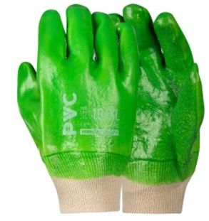PIONEER HI-VIS GREEN TERRY PALM PVC GLOVE KNIT WRIST