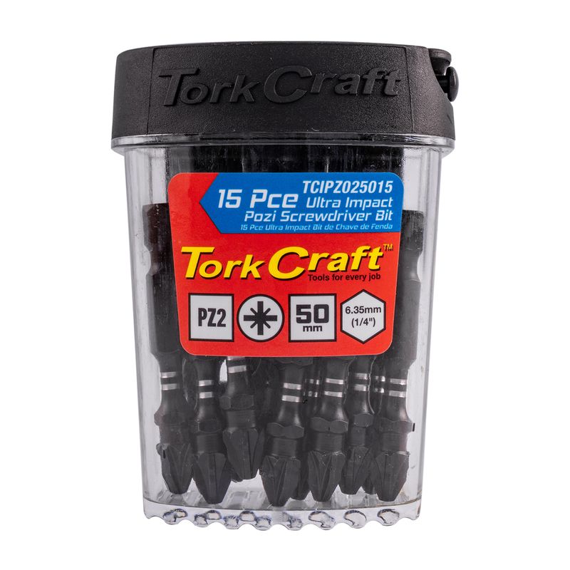 IMPACT POZI.2 X 50MM INSERT BIT 15PC TIC TAC CASE PZ2