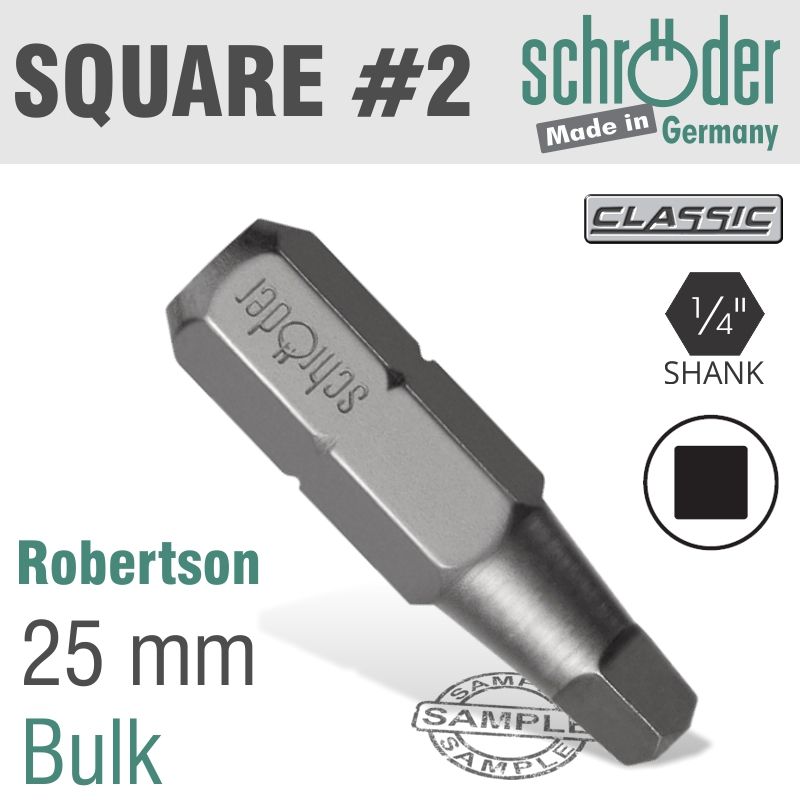 SQ.RECESS NO.2X25MM INSERT BIT