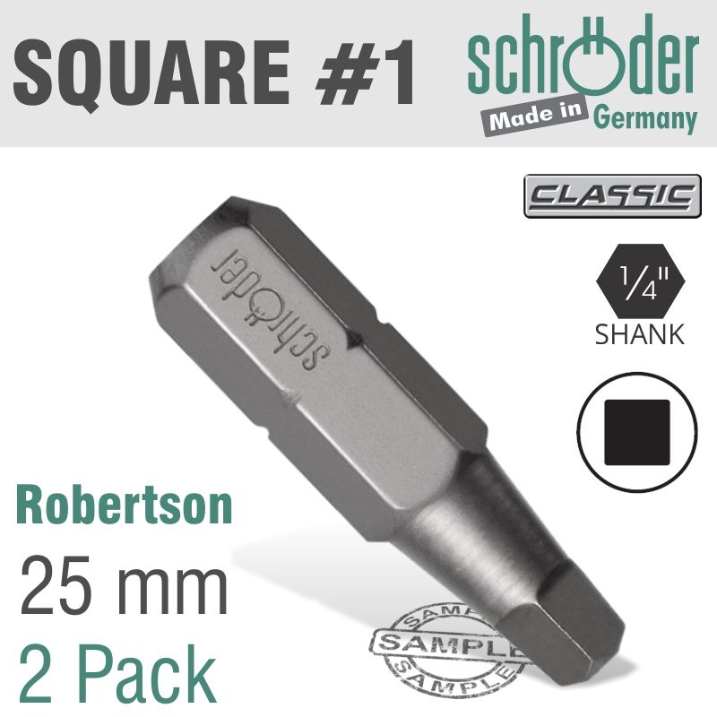 SQ.RECESS NO.1X25MM BIT 2CD