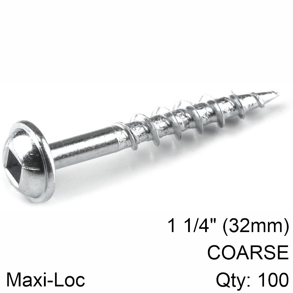 KREG ZINC POCKET HOLE SCREWS 32MM 1.25&#39; #8 COARSE THREAD MX LOC 100CT