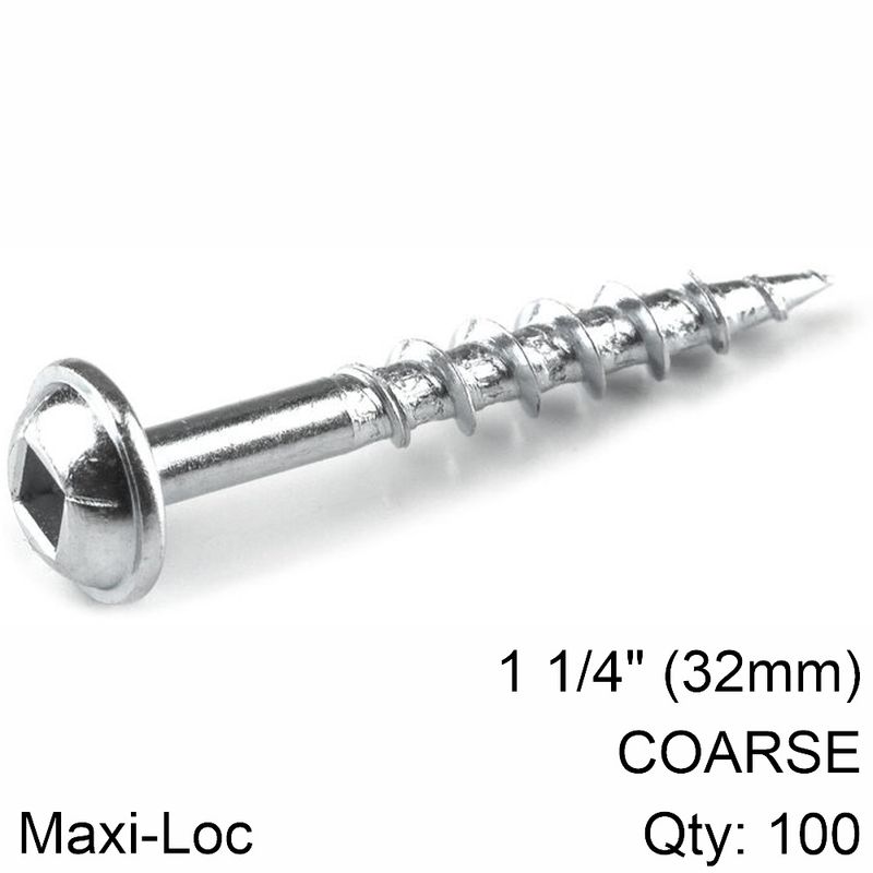 KREG ZINC POCKET HOLE SCREWS 32MM 1.25&#39; #8 COARSE THREAD MX LOC 100CT
