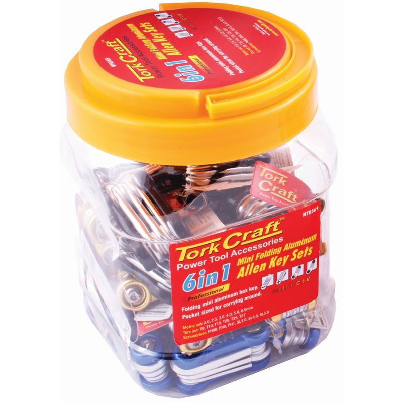 ALUMINIUM MINI FOLDING KEY SETS X30 PER JAR HEX. TORX. PH &amp; PZ