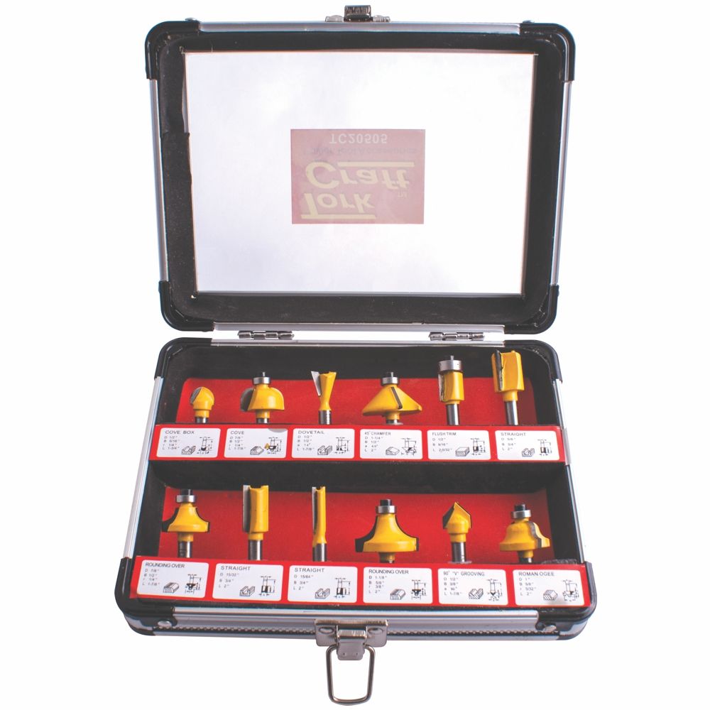 ROUTER BIT SET 12PC/ALU.CASE 1/4&#39;