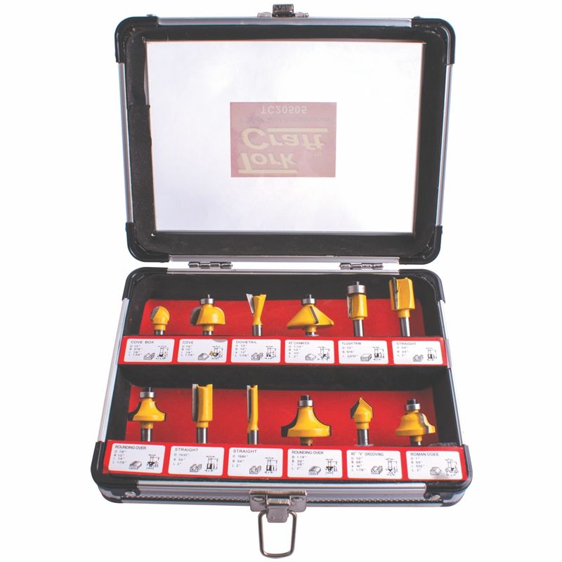 ROUTER BIT SET 12PC/ALU.CASE 1/4&#39;