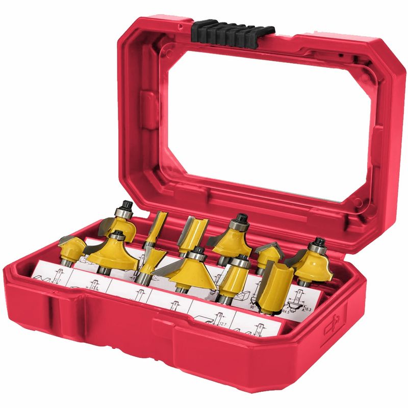 ROUTER BIT SET 12PC 1/4&#39; SHANK HARD CASE